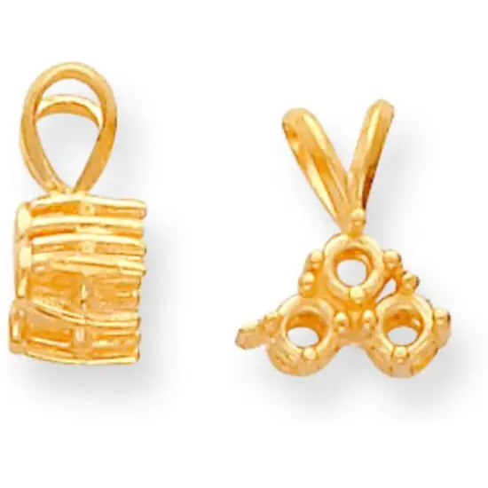 14K Gold 0.60ct Round 3 Stone Pendant Setting {1}