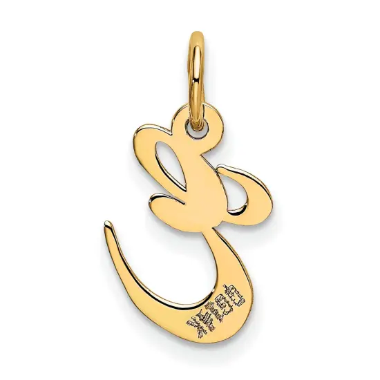 14K Yellow Gold Small Fancy Script Initial E Charm Jewerly 16mm x 13mm {4}