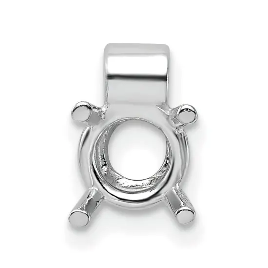 14K White Gold 1ct 4 Prong Round Tube Pendant Setting {2}