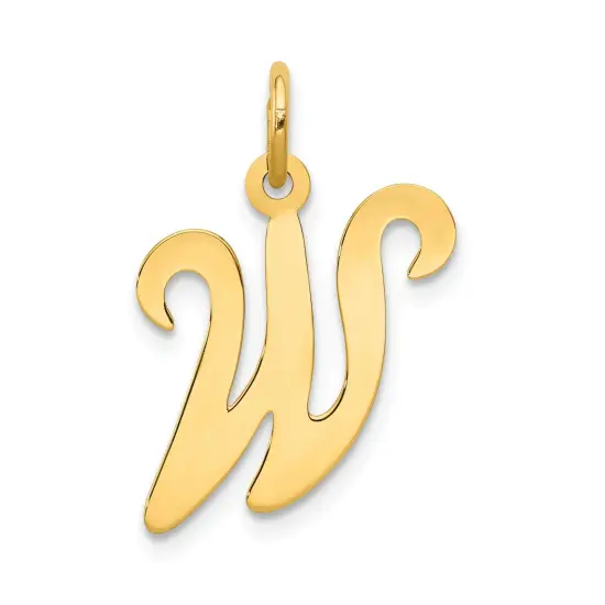 14K Gold Polished Fancy Initial Letter W Charm Pendant Jewerly 20mm x 11mm {1}