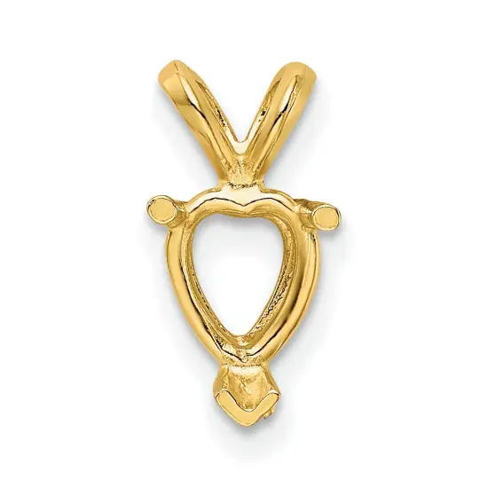 14K Gold 3 Prong Heart V-End Pendant Setting10mm {2}