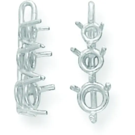 14K White Gold 1.5cttw Round 3 Stone Pendant Setting {1}