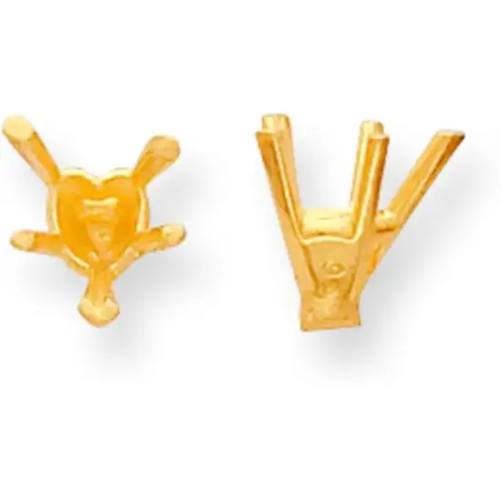 14K Gold 5 Prong Heart Tapered V-End Setting 13.5x12mm {1}