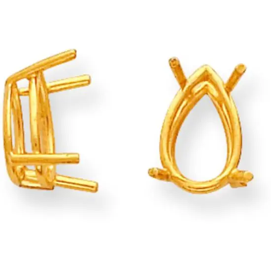 14K Gold 4 Prong Pear Wire Basket Setting 20x12mm {1}