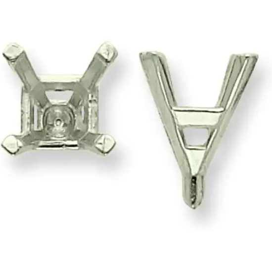 14K White Gold 4 Prong Princess Peg Center Head 7.5x8mm {1}