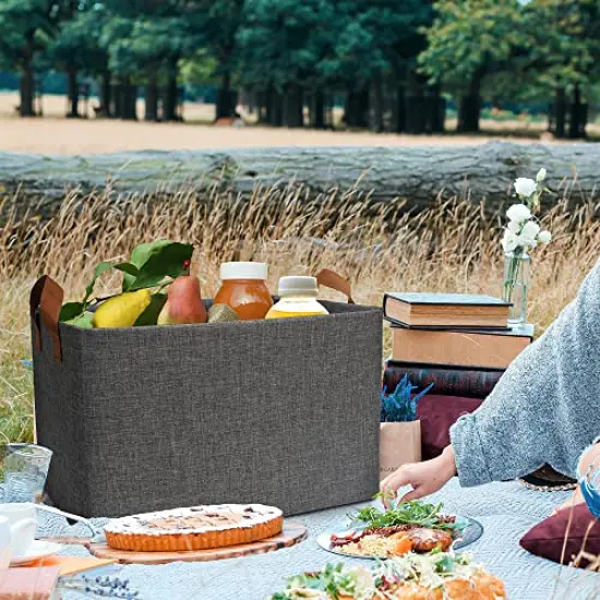 GRANNY SAYS Storage Closet Bins with Metal Frame, Fabric Storage Bins, Extra Large Foldable Storage Boxes, Closet Organizers and Storage Baskets for Closet Living Room Shelves, Dark Gray, 2-Pack {2}