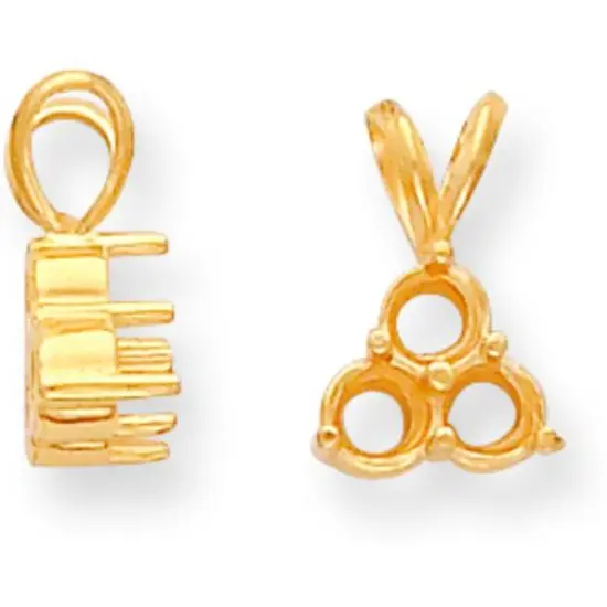 14K Gold 0.75ct Round 3 Stone Pendant Setting {1}