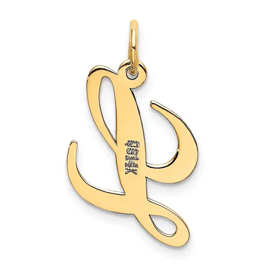 14K Yellow Gold Medium Fancy Script Initial L Charm Jewerly {4}