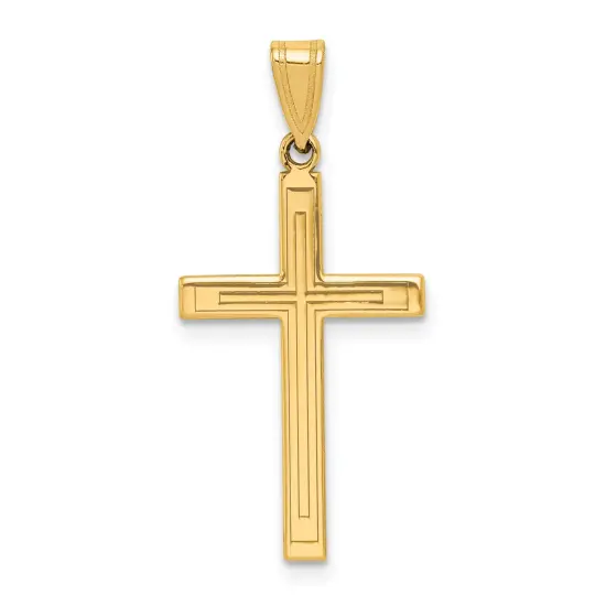 14K Yellow Gold Cross Pendant Charm Religious Jewerly 21mm x 15mm {1}