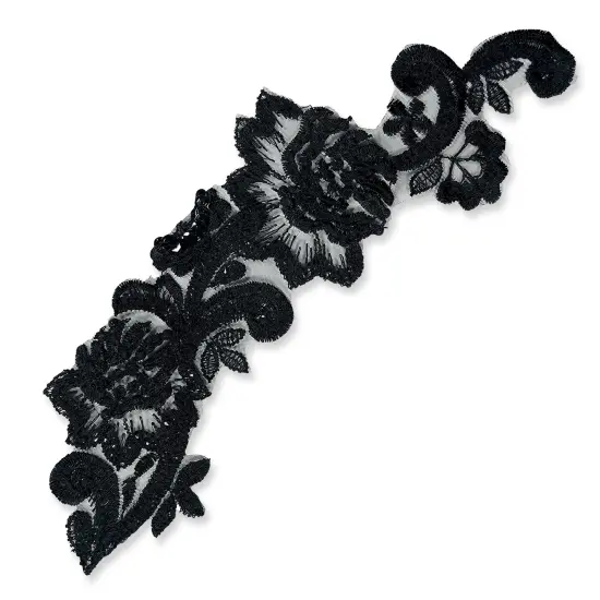 Vintage Flower Cluster Lace Applique/Patch Pack of 2 Black {3}
