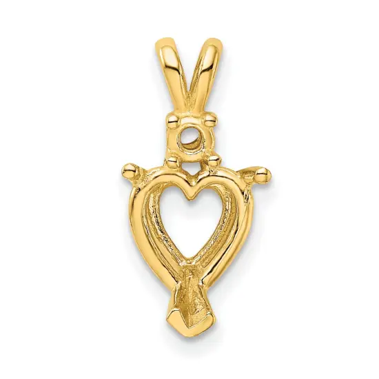 14K Gold 3 Prong Heart Pendant Setting 6mm {2}