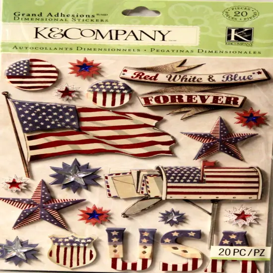 K & Company Grand Adhesions Americana Flag Dimensional Stickers {1}