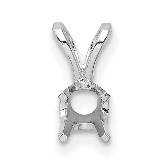 14K White Gold 0.7ct 4 Prong Round Pendant Setting {2}