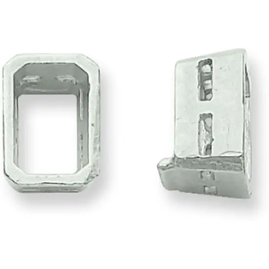 14K White Gold Emerald Cut Airline Bezel Setting 7mm {1}