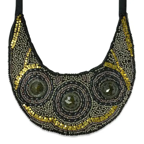 Beaded Embellished Lace Collar Applique 7 1/2 " x 7 1/2" {1}