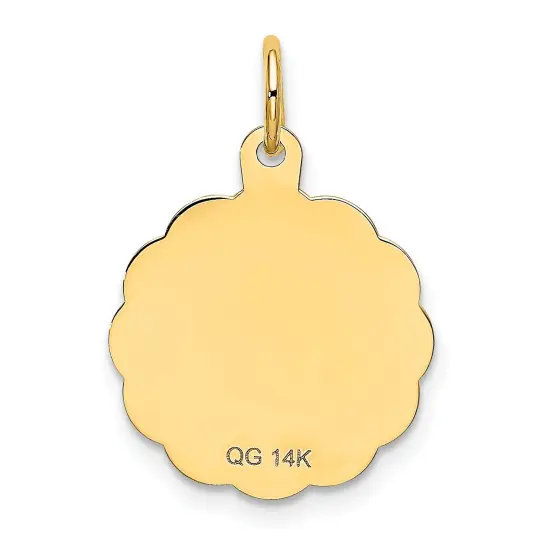 14K Yellow Gold Sweet Sixteen Disc Charm Pendant Jewerly 23mm x 15mm {3}