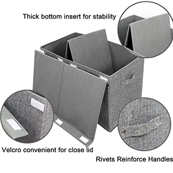 popoly Large Toy Box Chest with Lid, Collapsible Sturdy Toy Storage Organizer Boxes Bins Baskets for Kids, Boys, Girls, Nursery, Playroom, 25"x13" x16" (Linen Gray) {6}