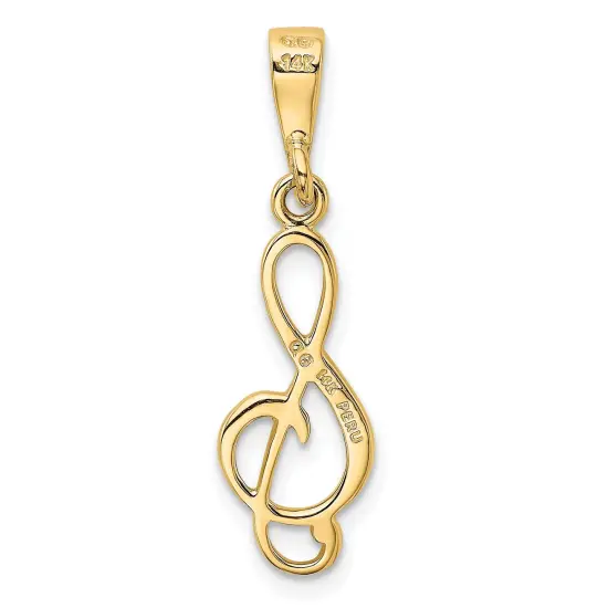 14K Yellow Gold Polished Treble Clef Charm Jewelry 30mm x 10mm {4}