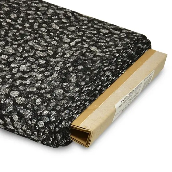 Premium Glitter Dots Tulle Fabric Bolt of 54" X25 Yards Black/Silver {1}