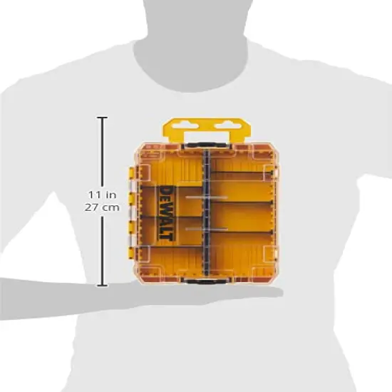 DEWALT TSTAK Tool Box, 8-Compartments, Clear Lid Organizer, Side Latches for Easy Connection, Removable Compartments for Small Tools and Accessories(DWAN2190),Yellow {2}