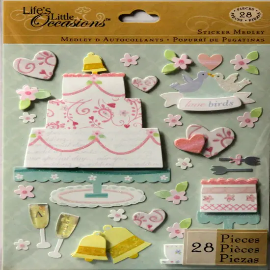 K & Company Life's Little Occasions Wedding Cake Dimensional Stickers Medley {1}