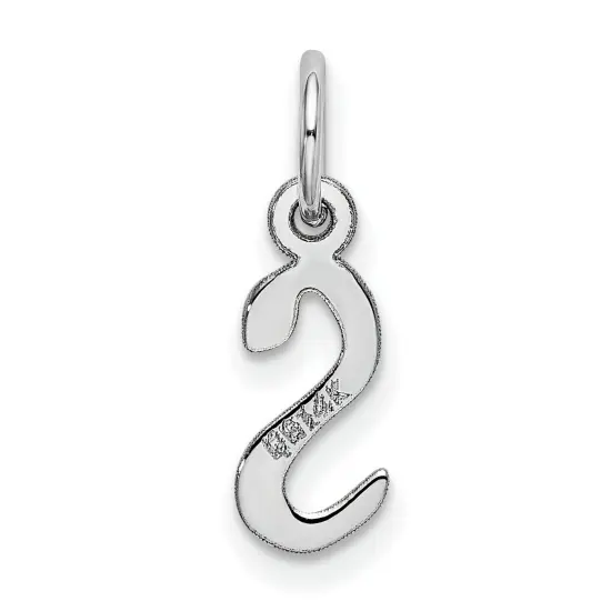 14K White Gold Small Slanted Block Initial S Charm Jewerly 15mm x 5mm {4}