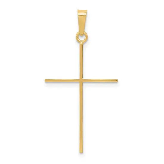 14K Yellow Gold Cross Pendant Charm Religious New 34 X 18mm Jewerly {1}