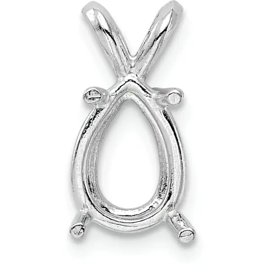 14K White Gold 4 Prong Pear Pendant Setting 3mm {1}