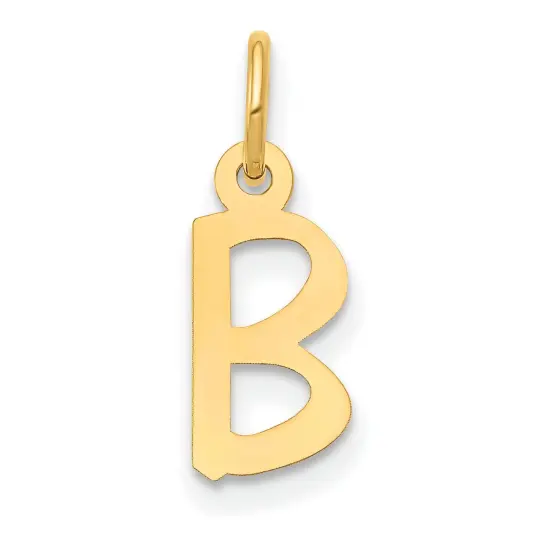 14K Yellow Gold Small Slanted Block Initial B Charm Jewerly {1}
