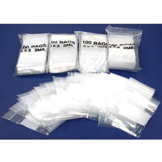 500 White Block Resealable Plastic Bags 2" x 3" {1}