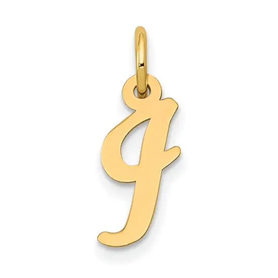 14K Yellow Gold Small Script Initial Letter I Charm Jewerly 17mm x 8mm {1}
