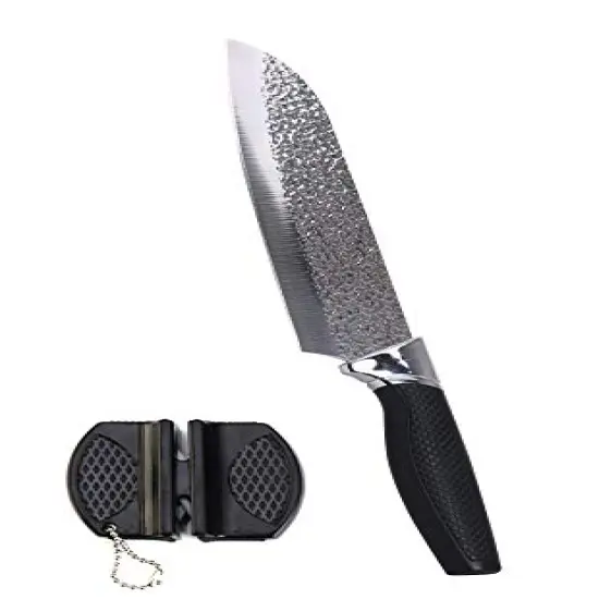 eZthings 12" Heavy Duty Professional Cutting Chefs Knife - Razor Sharp with Edge Retention, Stain-Corrosion Resistant for Home Kitchen Plus Free Knife Sharpener (Chef Knife 7 Inch Blade) {1}