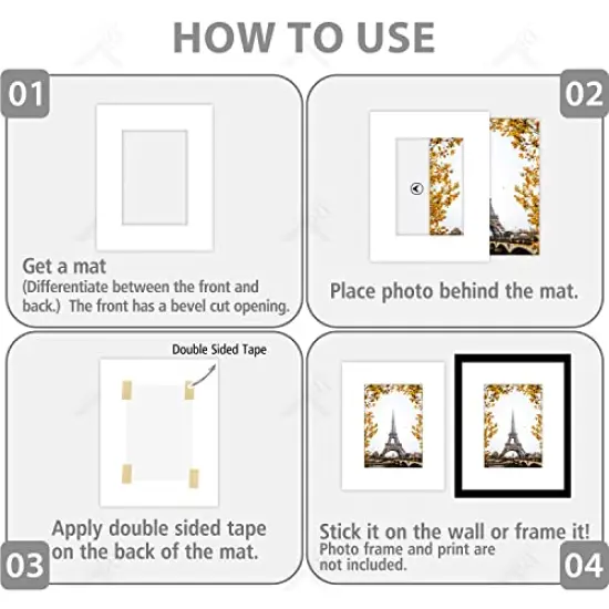 8x10 White Picture Mats with White Core Bevel Cut for 5x7 Pictures (Pack of 10 Mats) {5}