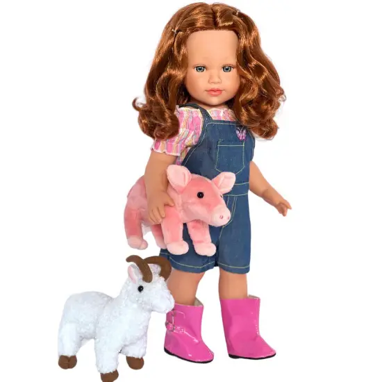 18 Inch Doll Clothes- On the Farm Outfit with Mini Piglet and Goat- Fits 18 Inch Fashion Girl Dolls {1}