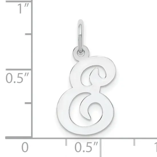14K White Gold Polished Fancy Initial Letter E Charm Jewerly 20mm x 11mm {4}