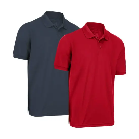 Radyan&reg; Best Polo Performance Ultra Soft Plain Short Sleeve T-Shirts Charcoal & red {1}