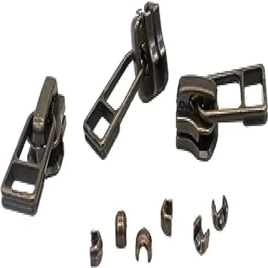 YKK Exposed Fancy Zipper Slider Replacement 5 Antique Brass Slider with Bell Pull Style (3 Sliders/Pack) {1}