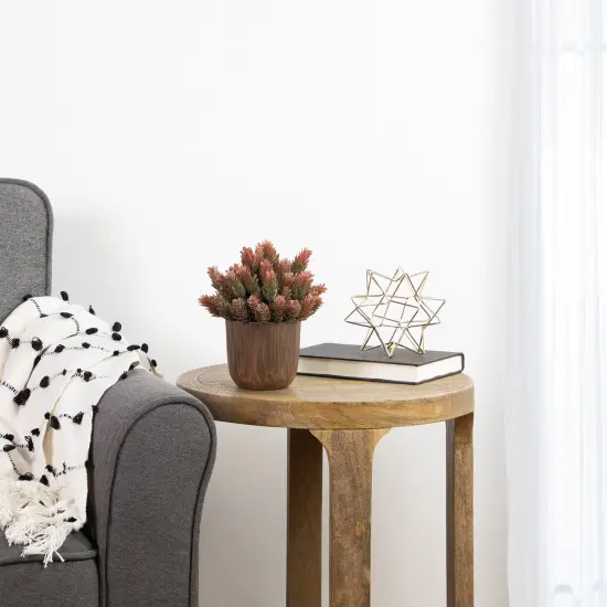 Northlight Two-Tone Wild Flower Artificial Plant in a Textured Lined Pot - 8" Orange {3}