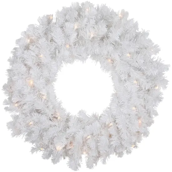Northlight Pre-Lit Snow White Artificial Christmas Wreath - 24" - Clear Lights {1}
