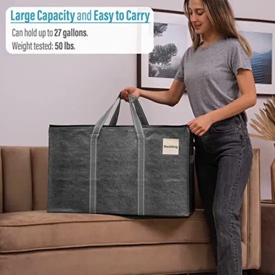 VENO 2 Pack Extra Large Moving Storage Bags with Zippers, Foldable Heavy-Duty Tote for Space Saving, Alternative to Moving Boxes, Packing Supplies, Plastic Storage Bins (Dark Gray, 2 Pack) {2}
