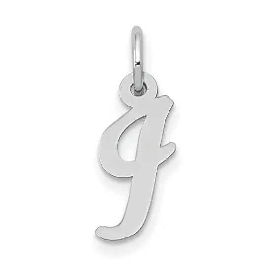 14K White Gold Small Script Initial Letter I Charm Jewerly 17mm x 8mm {1}