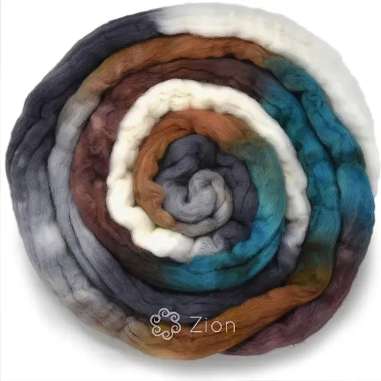 Organic Falkland Wool, Artisan Combed Top Roving: Premium Hand Dyed Fiber Braid for Spinning, Felting, Weaving. 4oz Double Dip Zion {2}
