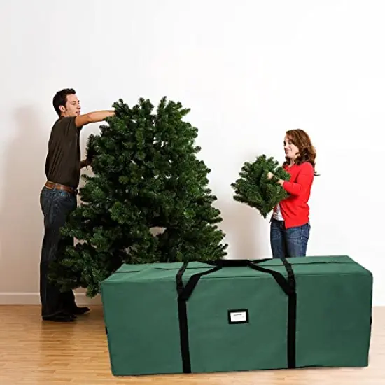OurWarm Christmas Tree Storage Bag Extra Large Heavy Duty Storage Containers with Reinforced Handles Zipper for 7.5ft Artificial Tree, 50" x 15" x 20" 600D Oxford Xmas Holiday Tree Storage Bag, Green {2}