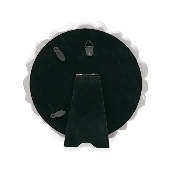 4x4 White Round Resin Ornate Flower Design Picture Frame with Beaded Border, for Tabletop and Wall Display, Floral Home D&eacute;cor (White) {3}