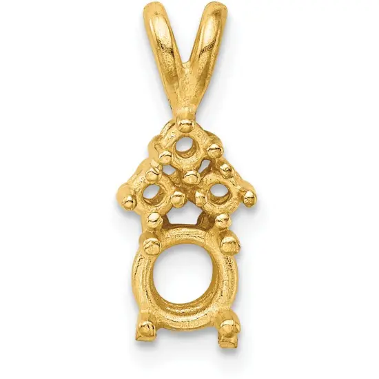 14K Gold 4 Prong Round Pendant Setting 3.5mm {1}