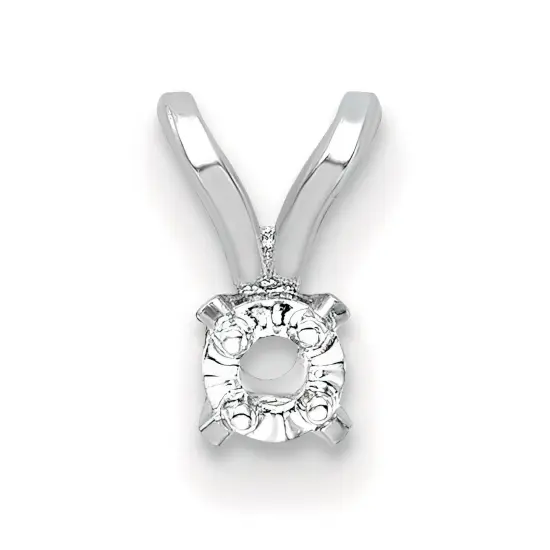 14K WG .02ct 4 Prong Round Illusion Pendant Setting {2}