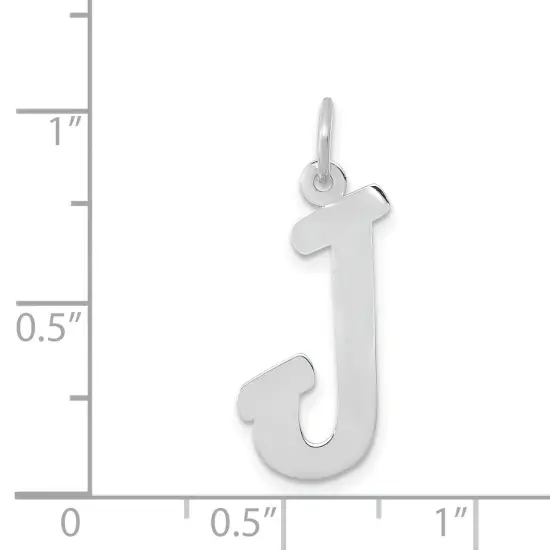 14K White Gold Small Script Initial Letter J Charm Jewerly 17mm x 8mm {4}