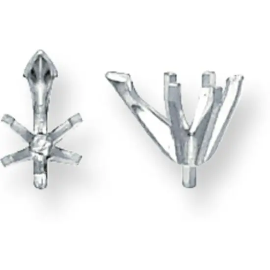 14K White Gold 6 Prong Pear Peg V-End Setting 6x4.25mm {1}