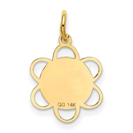 14K Yellow Gold Sweet Sixteen Disc Charm Pendant Jewerly 21mm x 18mm {3}
