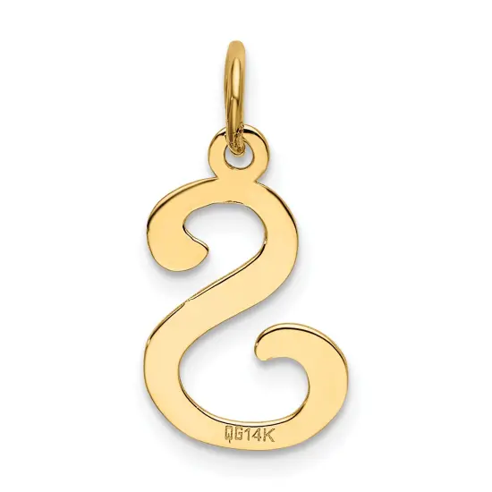 14K Gold Polished Fancy Initial Letter S Charm Pendant Jewerly 20mm x 11mm {3}